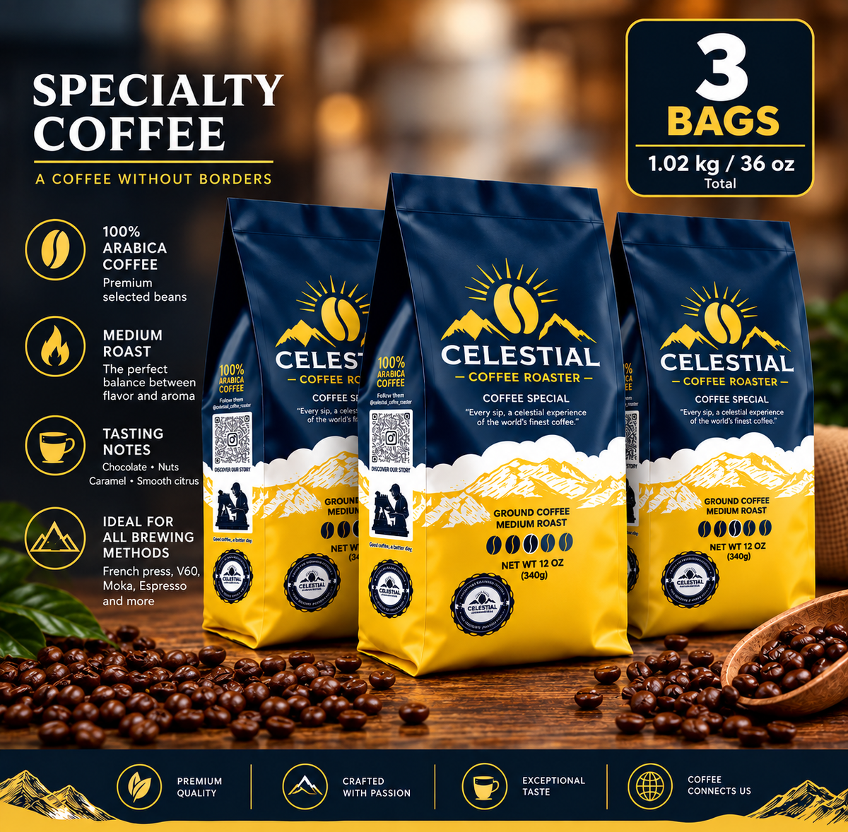 Celestial Specialty Ground Coffee – 340g / 12 oz