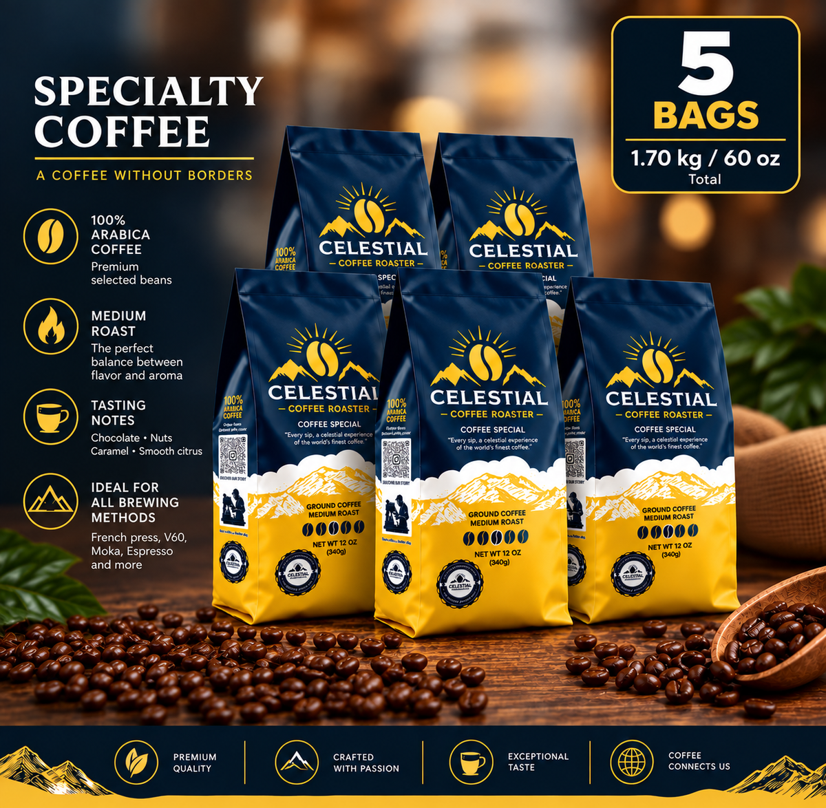 Celestial Specialty Ground Coffee – 340g / 12 oz