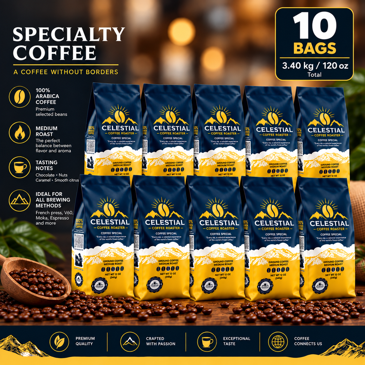 Celestial Specialty Ground Coffee – 340g / 12 oz